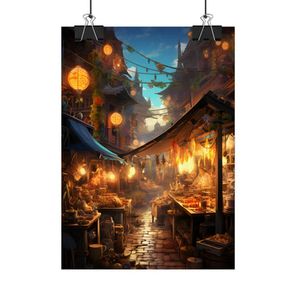 Magical Street Food Market: Vibrant Colors - Poster