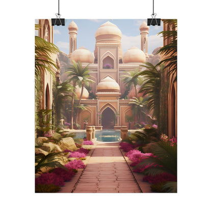 Hidden Arabian Desert Paradise: Serene Oasis Art - Poster