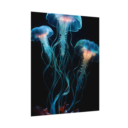 Bioluminescent Oceanic Ballet: Ethereal Underwater Dance - Poster