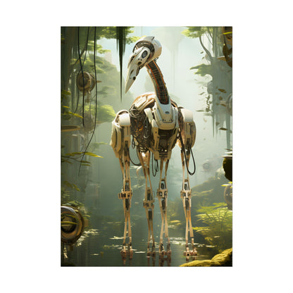 Robotic Guardians of Nature: Serene Wildlife Sanctuary Art - Poster