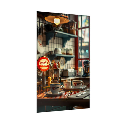 Retro Warmth: Cozy Lukes Diner Coffee Scene Art - Poster