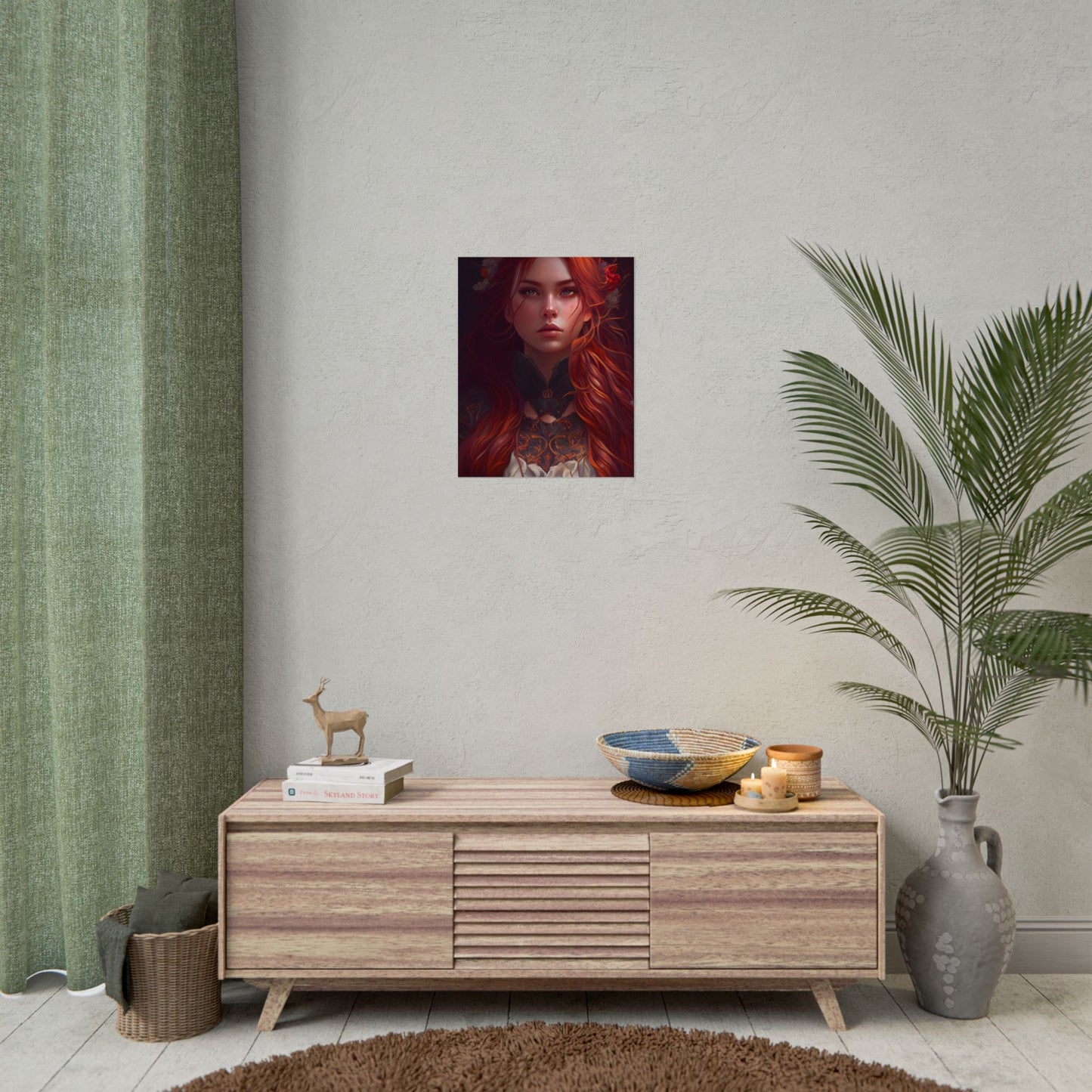 Redhead Female Portrait in a Dress - Poster