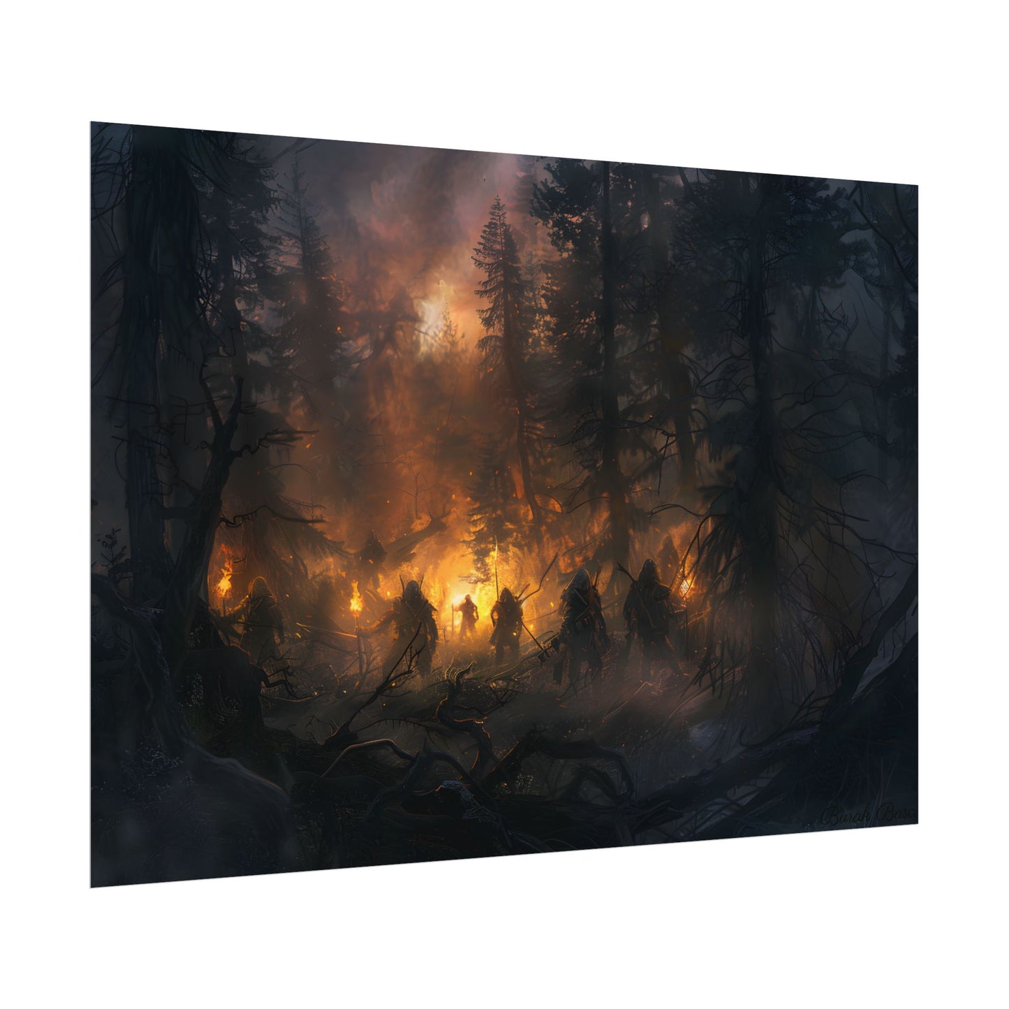 Tranquil Forest Sunset: People Connecting with Nature - Poster