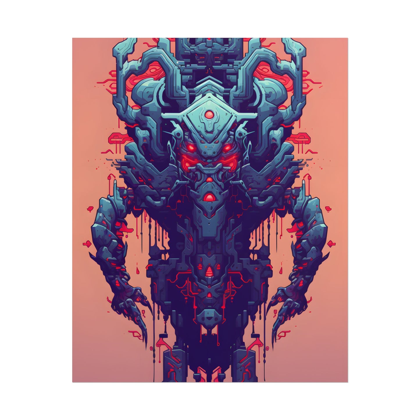 Neon Pixel Pets: Cyberpunk Synthwave Digital Art - Poster