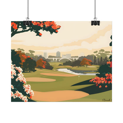 Retro Golf Illustration: Classic Course Art - Poster