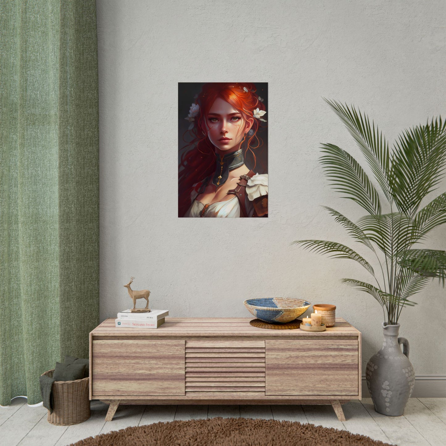 Redheaded Beauty: Formal Portrait in Dark Dress - Poster