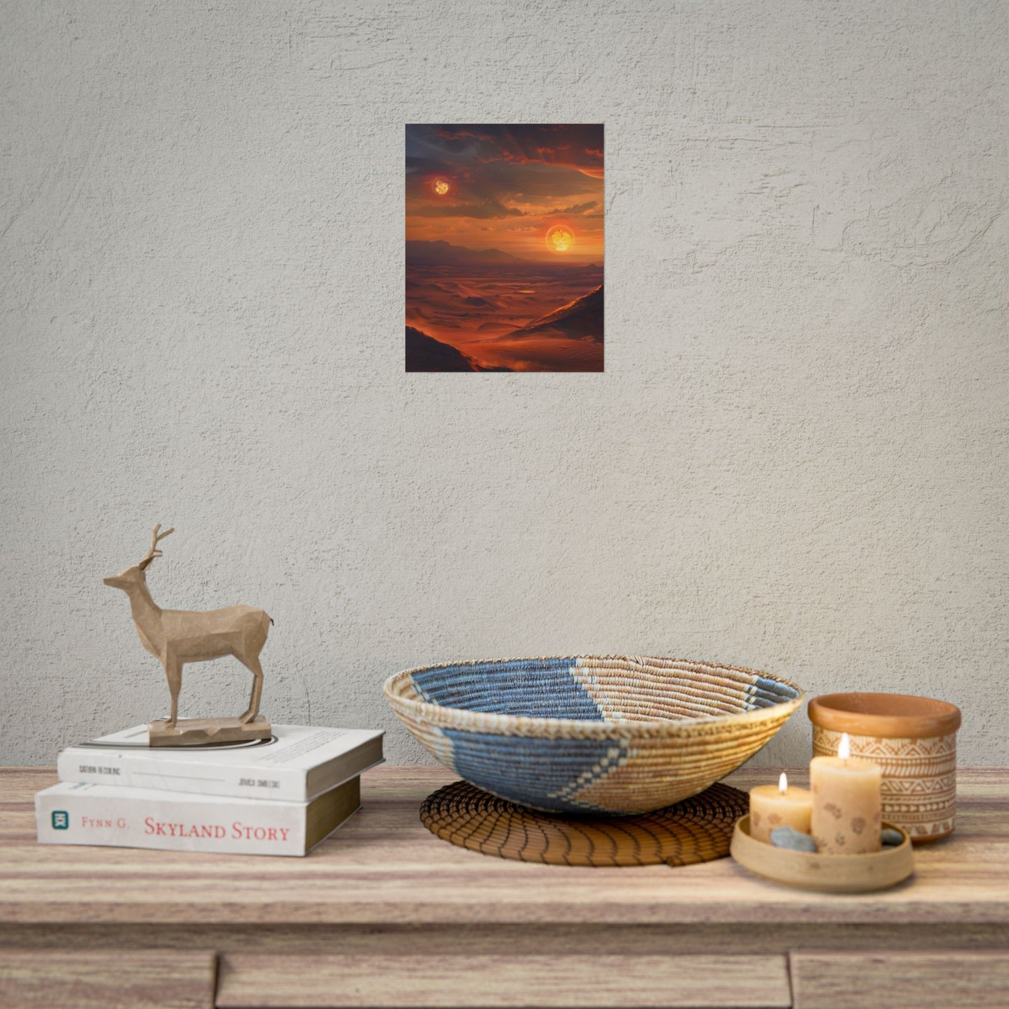 Peaceful Tatooine Sunset: Barren Desert Landscape - Poster