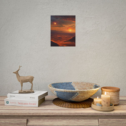 Peaceful Tatooine Sunset: Barren Desert Landscape - Poster