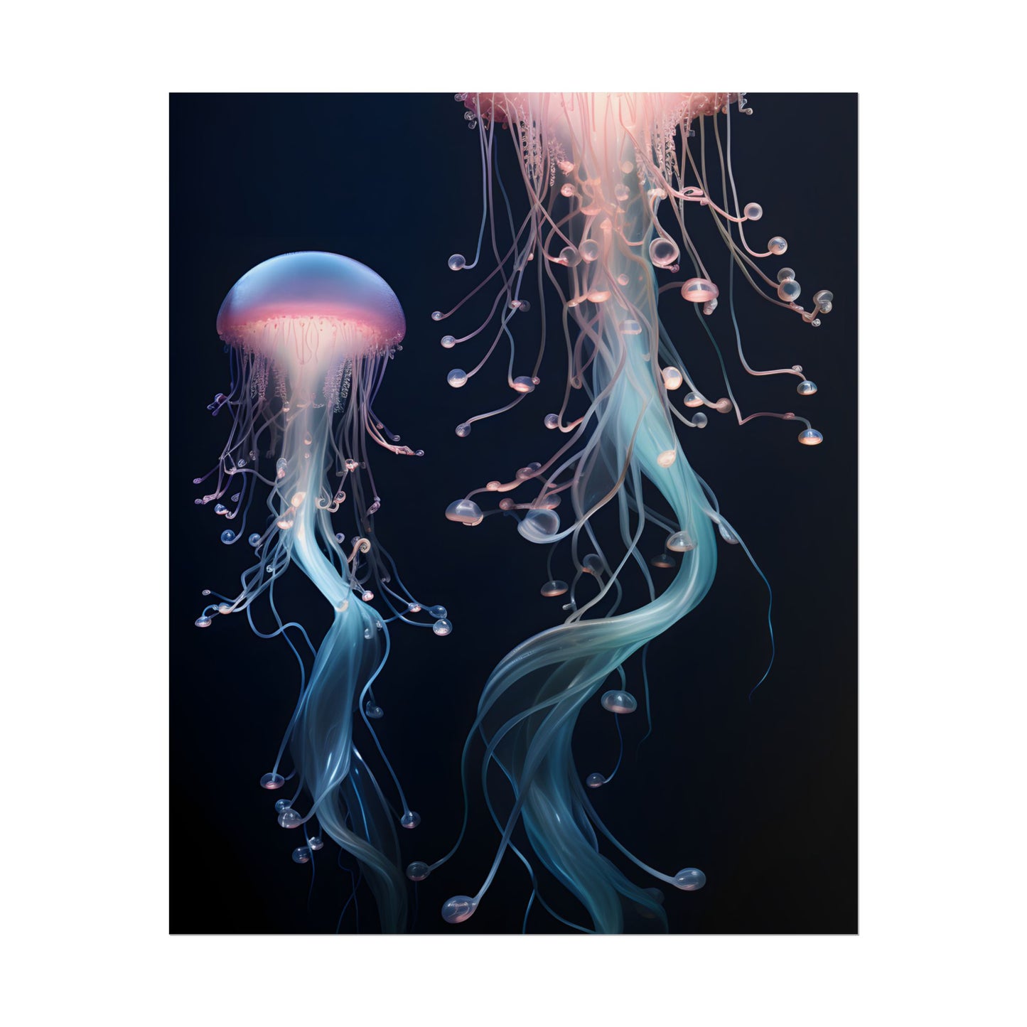 Bioluminescent Oceanic Ballet: Underwater Dancer in Motion - Poster