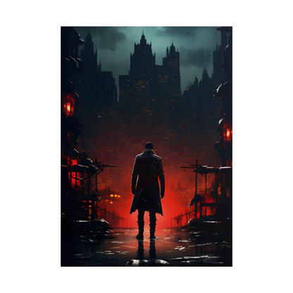 Urban Fantasy Detective: Cityscape at Dusk - Noir Artwork - Poster