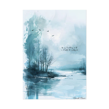 Serene Landscape: A Peaceful Nature Scene with Inspirational Quote - Poster