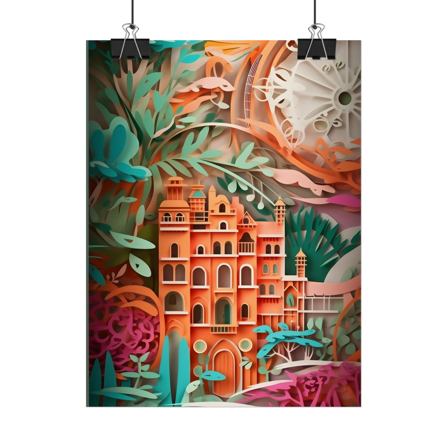 European Paper Quilled Landscape: Artistic Craftsmanship - Poster