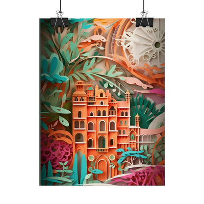 European Paper Quilled Landscape: Artistic Craftsmanship - Poster