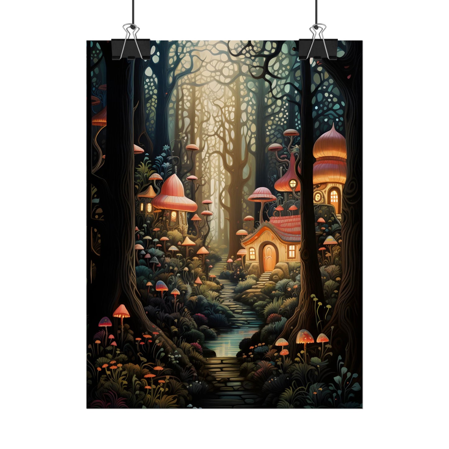 Whimsical Enchanted Forest: Illustrative Artwork - Poster