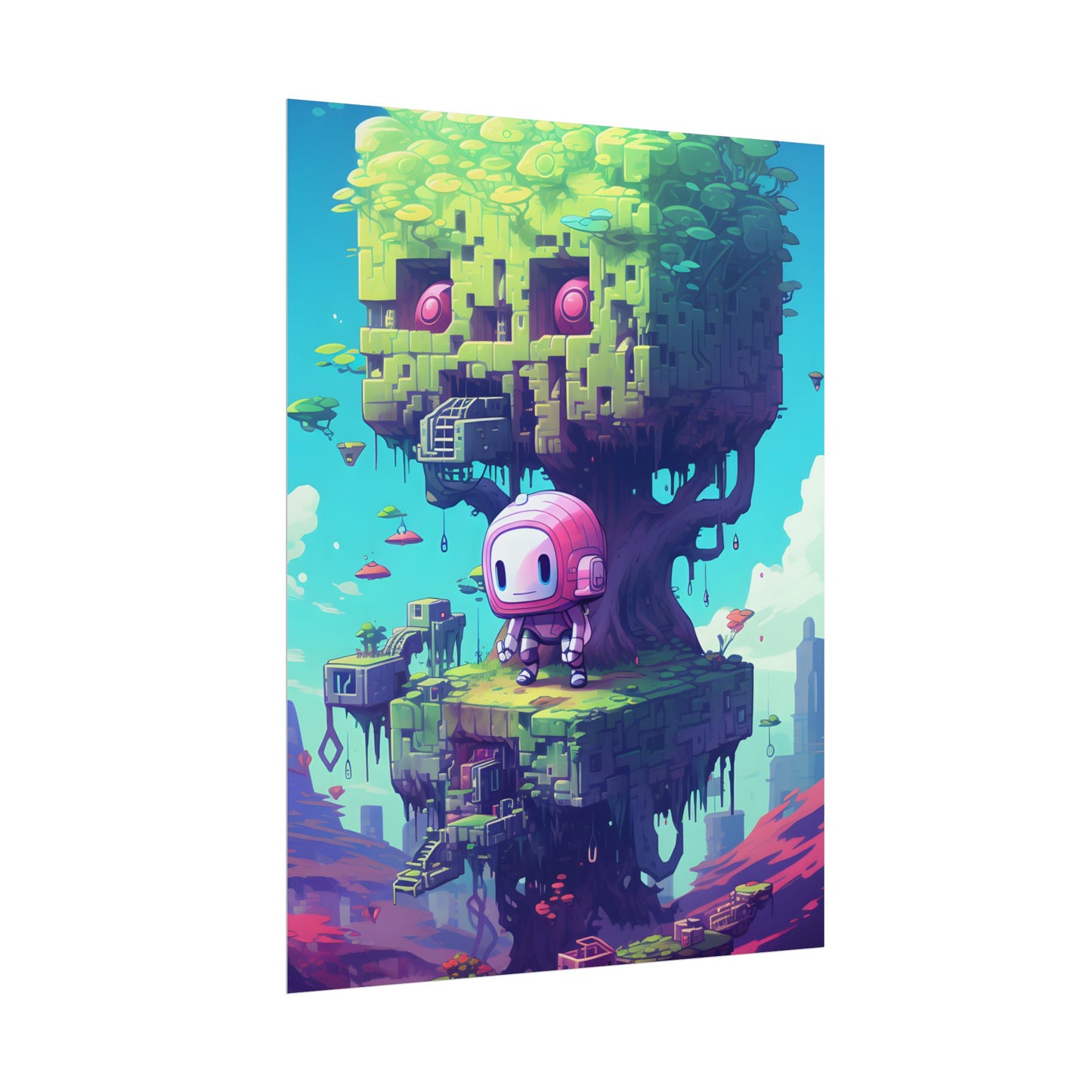 Futuristic Pixel Art: Cyber-Pet Adventure - Poster