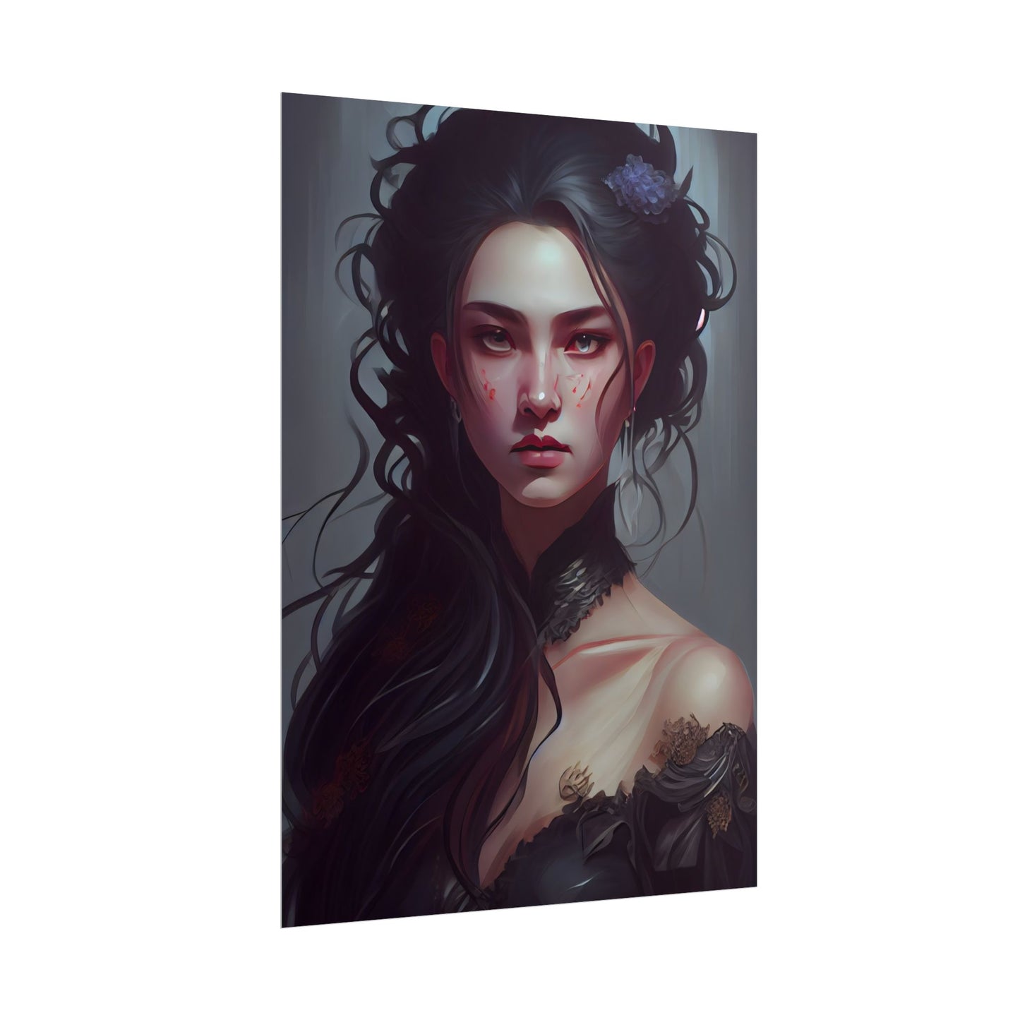 Astonishing Female Portrait: Dr. Black Hair Elegance - Poster