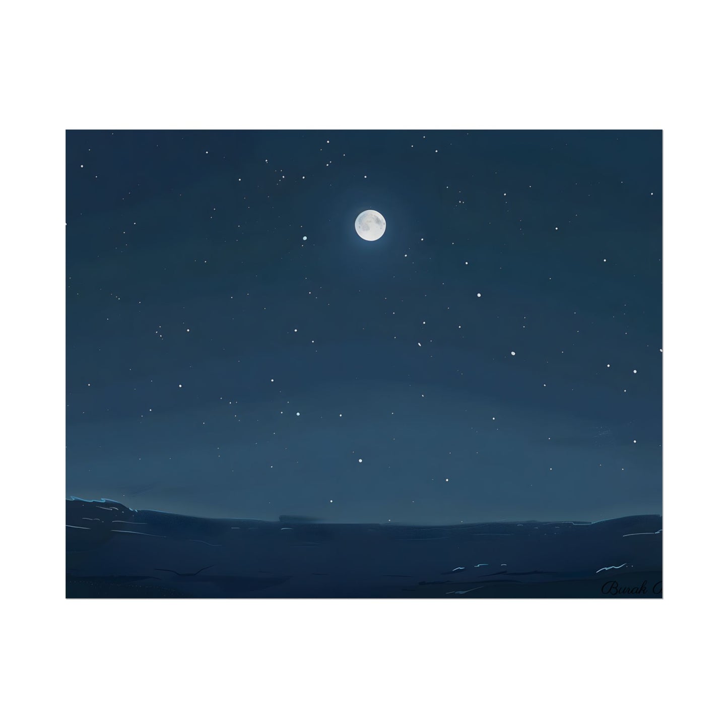Starry Night Sky: Minimalist Beauty in Blue - Poster
