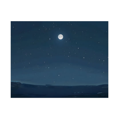 Starry Night Sky: Minimalist Beauty in Blue - Poster