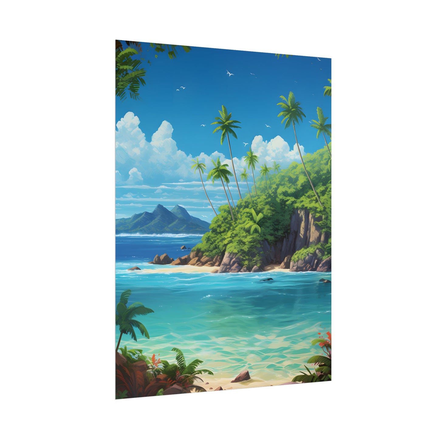 Tranquil Tropical Paradise: Calming Island Scene Art - Poster