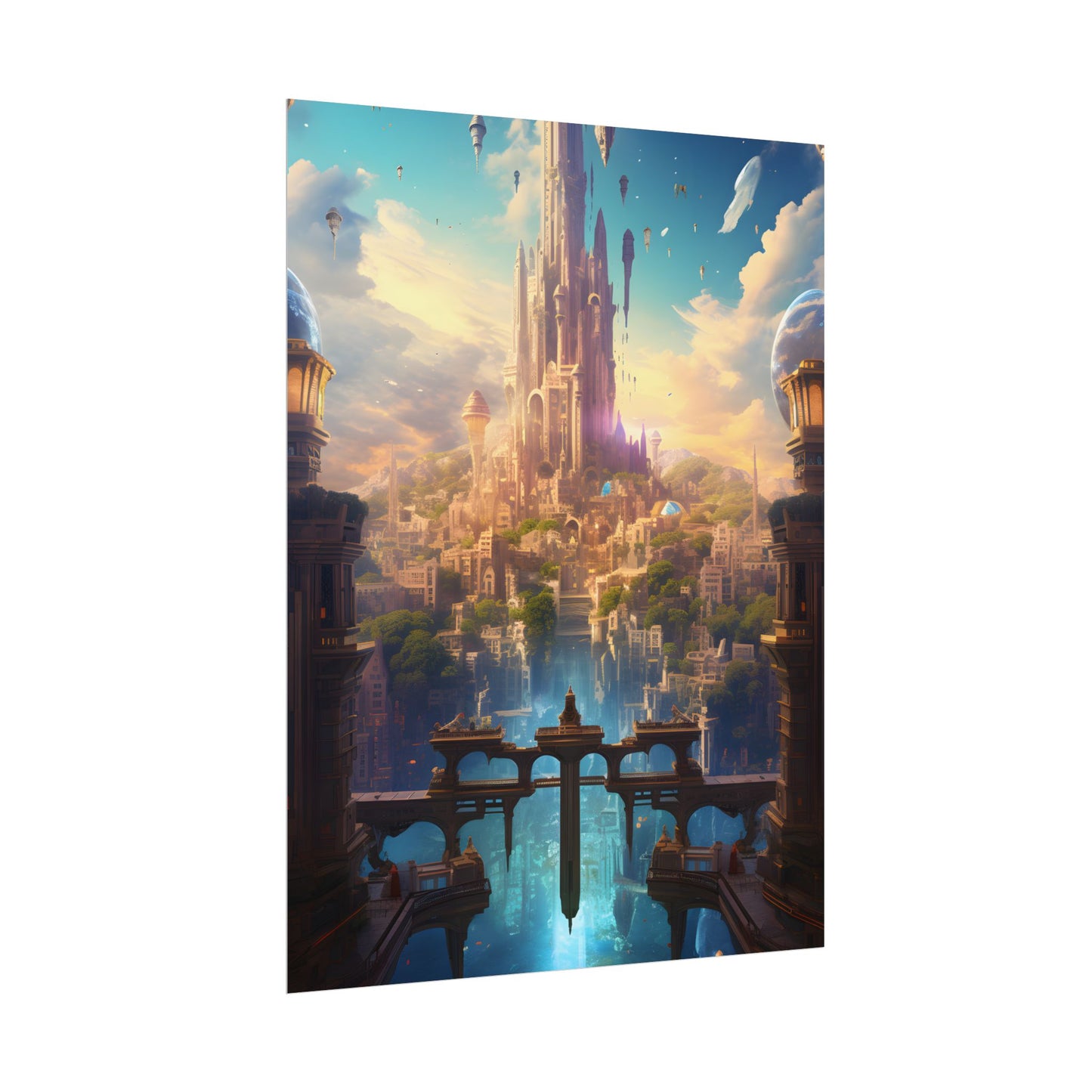 Floating Columbia: Breathtaking Serene Cityscape Artwork - Poster