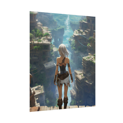 Dramatic Anime Female: Dynamic Birds Eye View Artwork - Poster