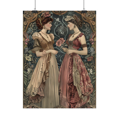 Women in Ornate Attire: Formal Primrose Ceremony - Poster