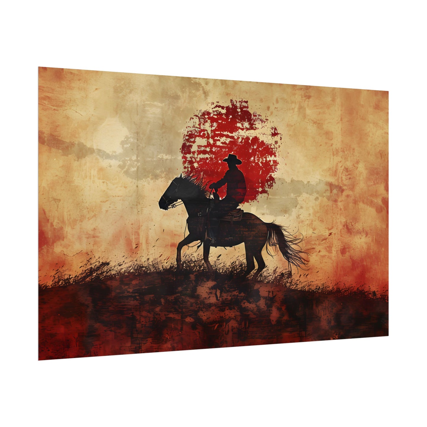 Dynamic Rodeo Scene: Earthy Tones of a Thrilling Ride - Poster