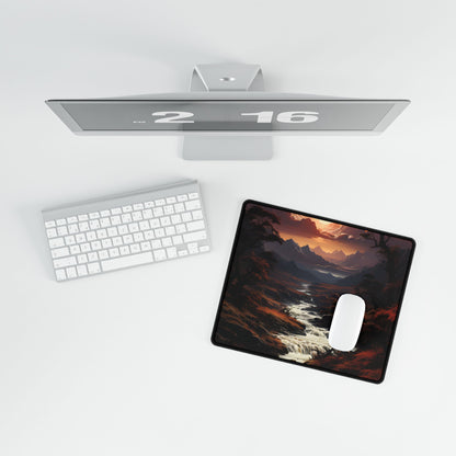 Captivating Falls: A Majestic Oil on Canvas Masterwork - Desk Mat