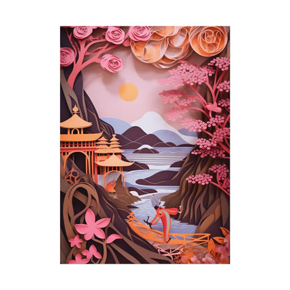 Japanese Vibrance: Eye-Catching Paper Quilled Landscape Art - Poster