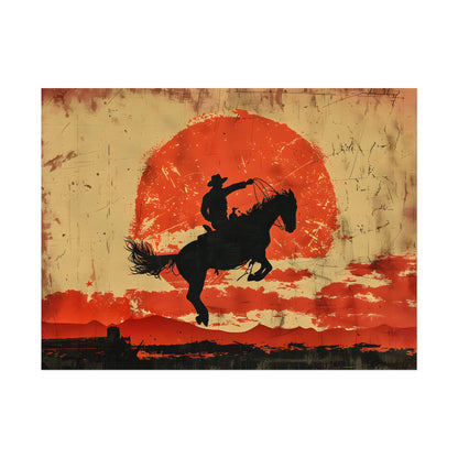 Vintage Rodeo Cowboy: Classic Bucking Bronco Art - Poster
