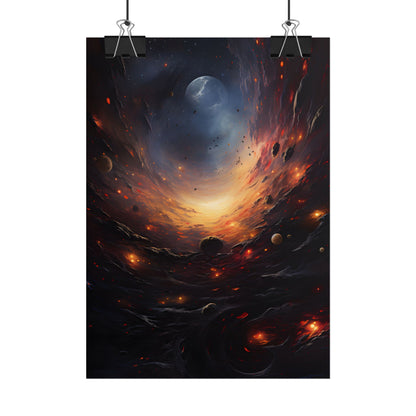 Cosmic Orbit: Six Planets Swirl Around a Black Hole - Poster