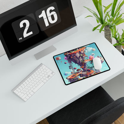 Vibrant Pixel Art: Colorful Cyber Pets World - Desk Mat