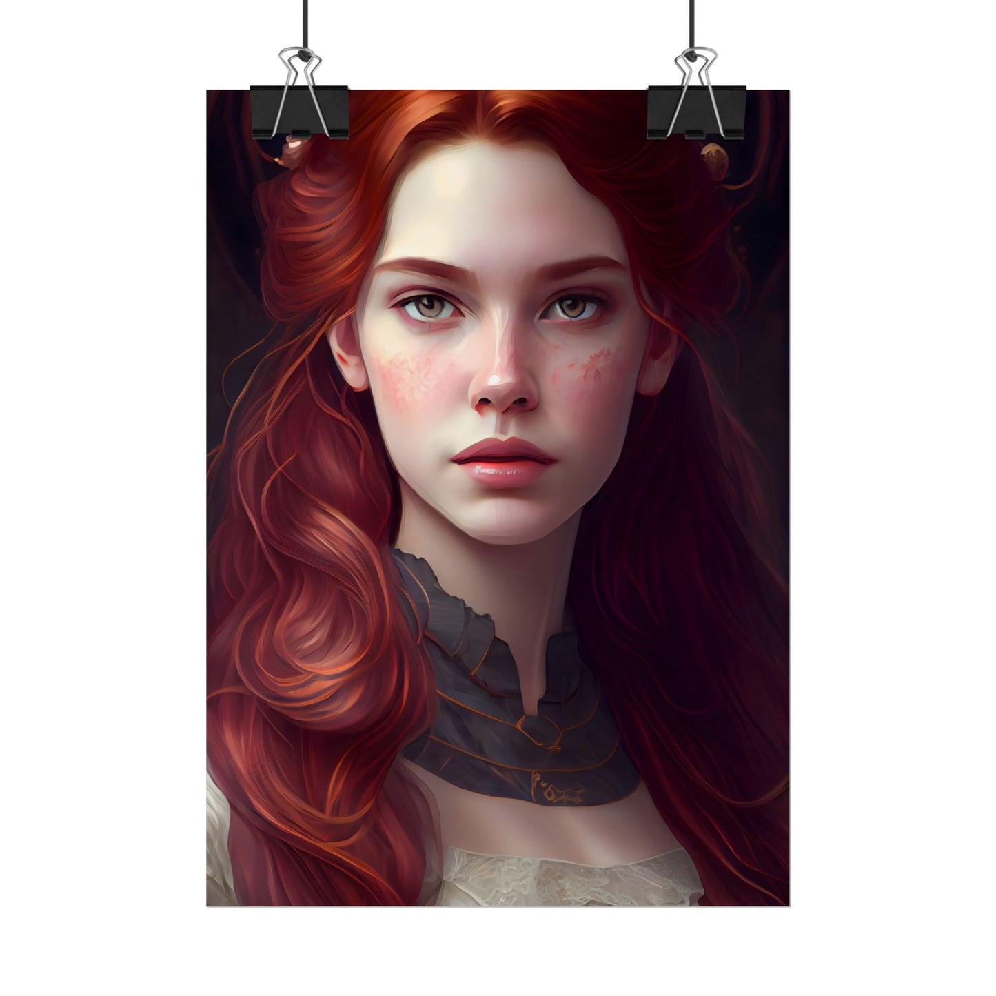 Beautiful Redhead Female Portrait: Classic Timeless Artwork - Poster