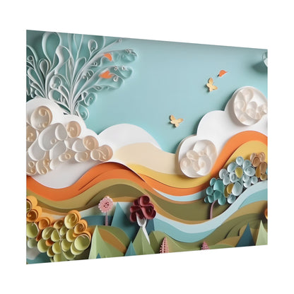 Peaceful Beach Serenade: Paper Quilling Art - Poster
