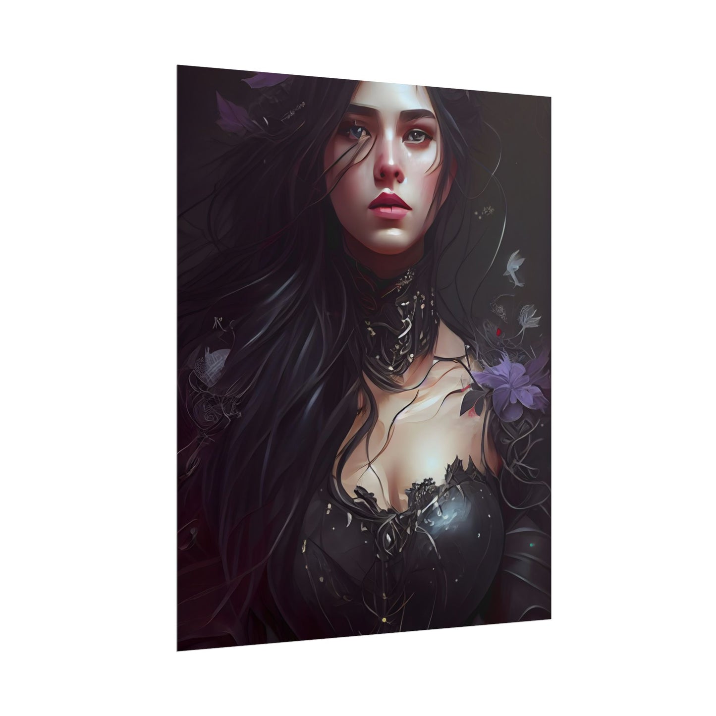 Striking Woman Portrait: Black Hair Artwork - Poster
