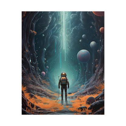 Futuristic Explorer: Sci-Fi Wilderness Encounter Digital Art - Poster