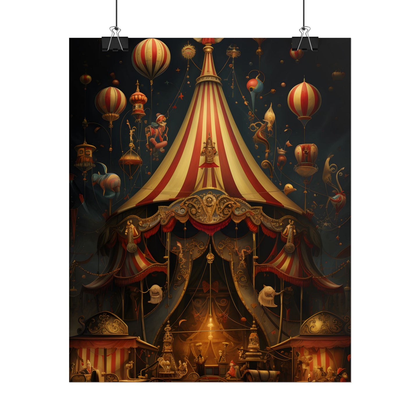 Whimsical Clockwork Circus: Fantastical Art with Vibrant Details - Poster