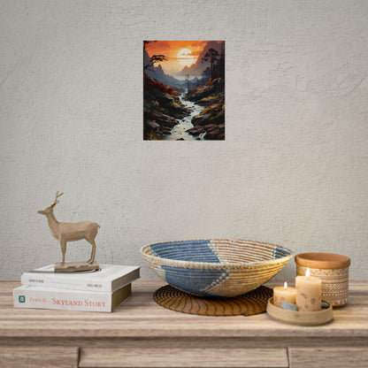 Breathtaking Waterfall: Vibrant Oil Painting Art - Poster