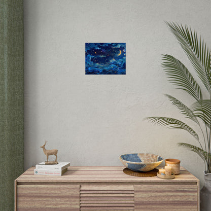 Whimsical Dreamy Night Sky: Stars, Moon, and Shooting Star - Poster