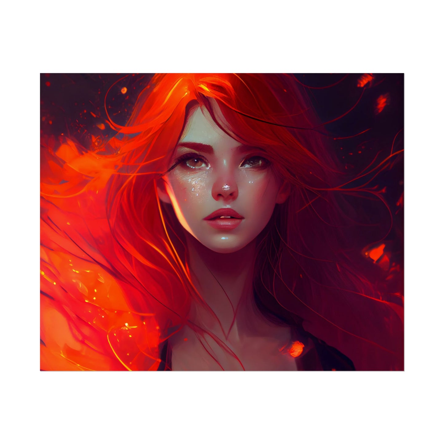 Glowing Female Portrait: Close-Up Artwork - Poster