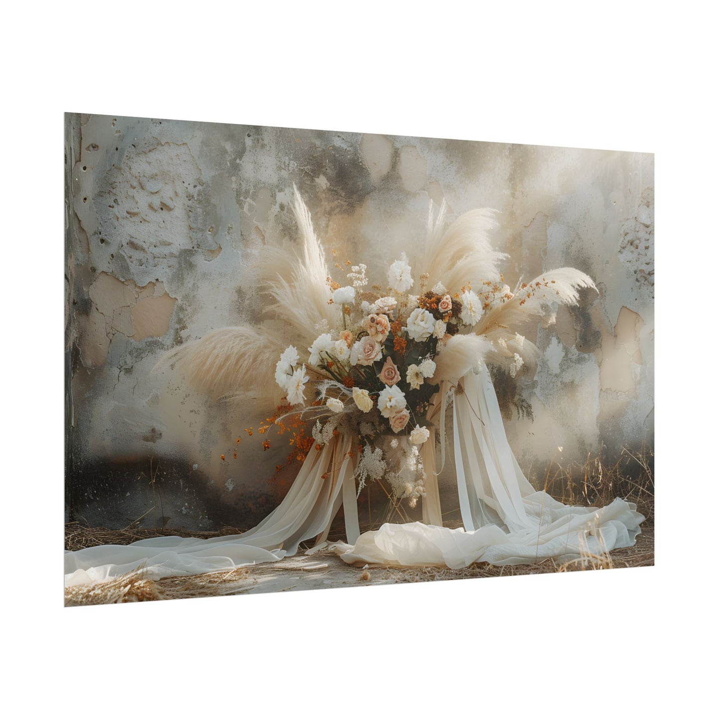 Whimsical Floral Bloom: Pampas Grass Artwork - Poster