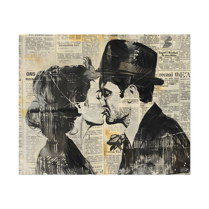 Vintage Romance Couples: Newsprint Artwork - Intimate Moments - Poster