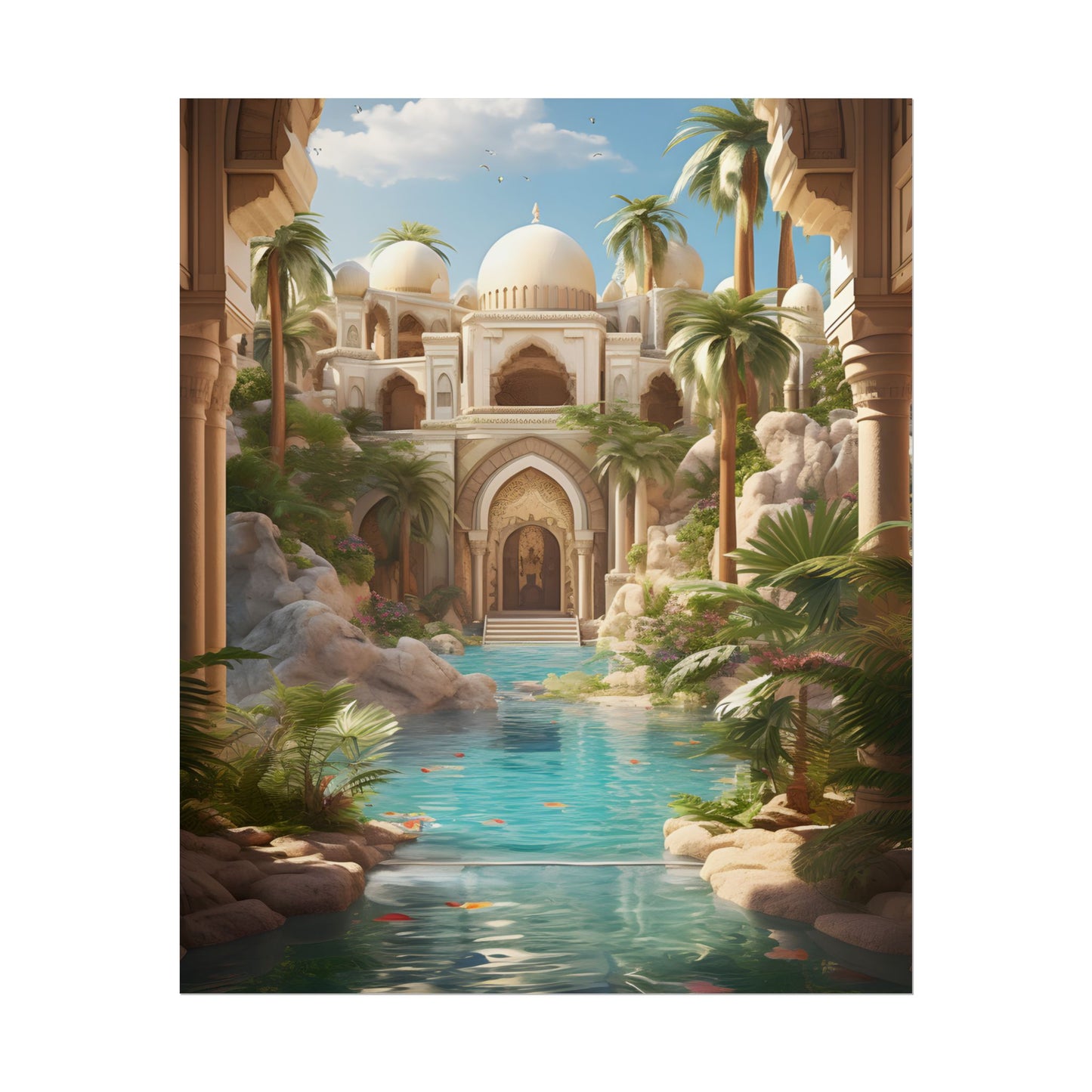 Serene Desert Oasis: Arabian Nights-Inspired Artwork - Poster
