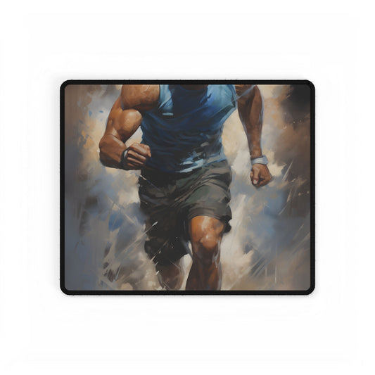 Passionate Athletic Portrait: Dedicated to Excellence - Desk Mat