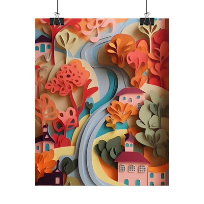 Intricate European Landscape: Paper Quilling Artwork - Poster