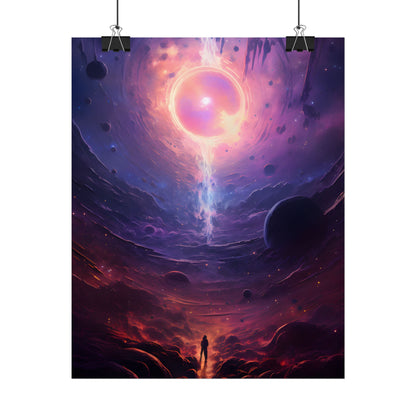 Black Hole Cosmic Odyssey: Dark Planet in Space Art - Poster