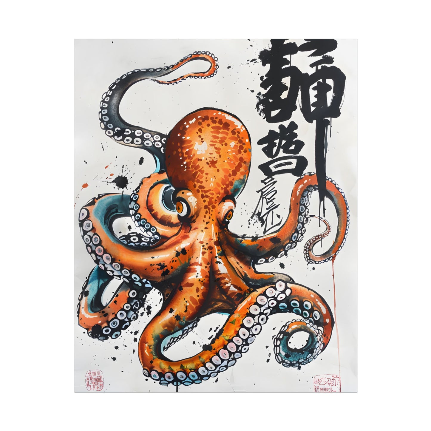 Japanese Ukiyo-e Octopus: Traditional Artwork Print - Poster
