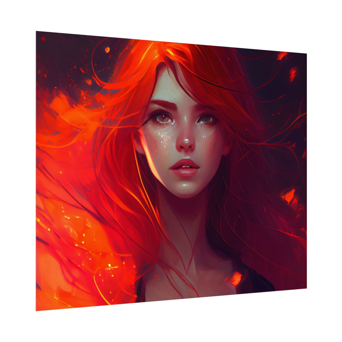 Glowing Female Portrait: Close-Up Artwork - Poster