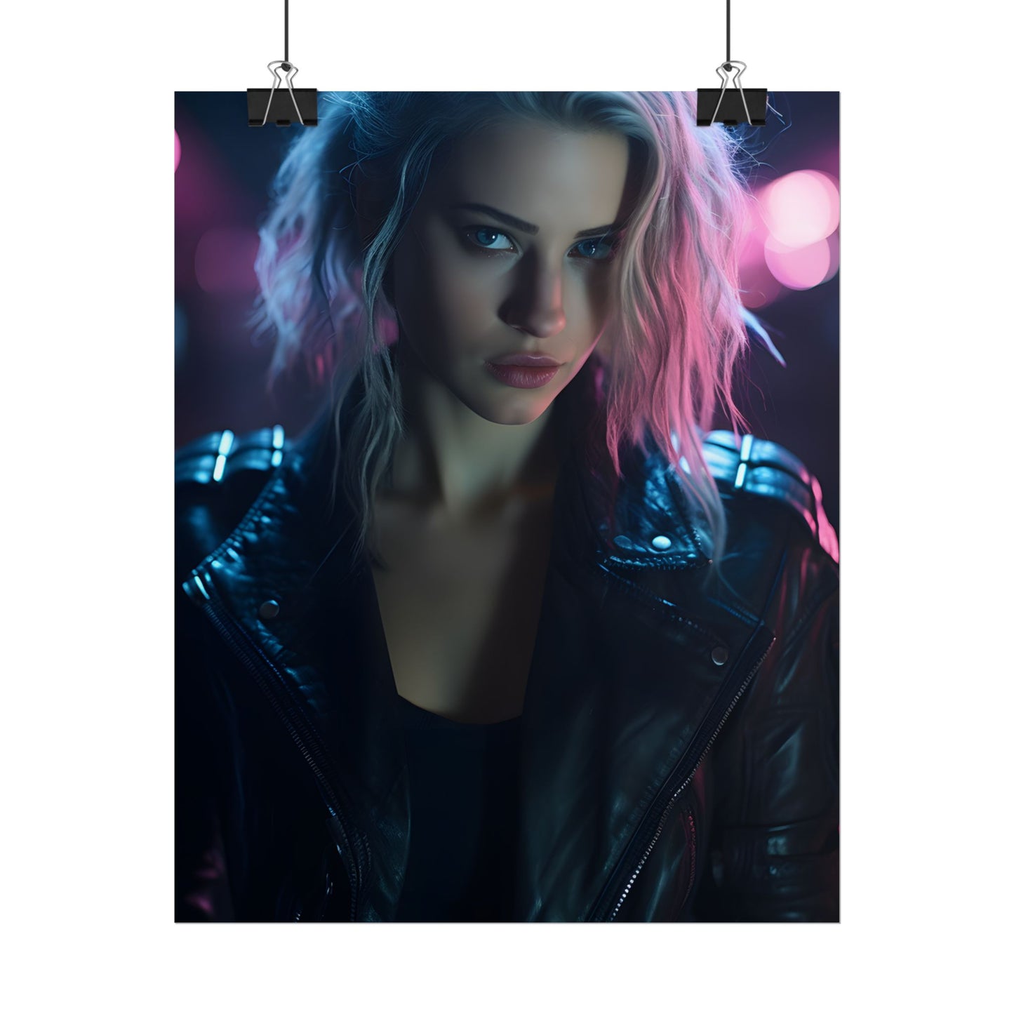 Cyberpunk Teen: Moody Expression Digital Art - Poster