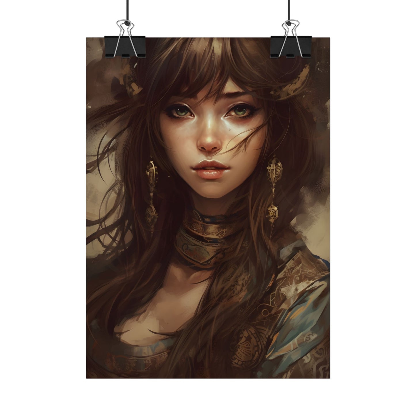 Enchanting Brunette Portrait: Gentle Beauty - Poster